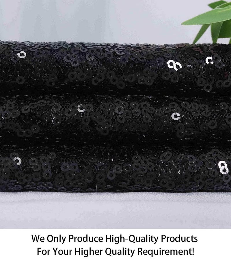 ShiDianYi 3 Feet 1 Yards-Sequin Fabric, by The Yard, Sequin Fabric, Tablecloth, Linen, for Xmas Decor (1 Yards 1PC Black) - Image 2